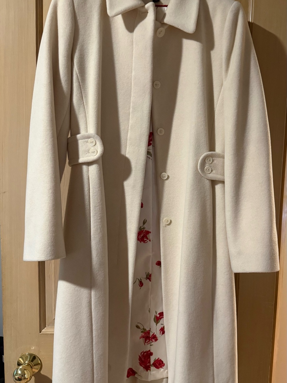 Via Spiga Cream Long Wool Coat